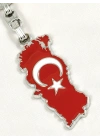 Ay Yıldız Bayraklı Türkiye Haritalı Metal Anahtarlık