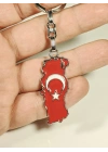Ay Yıldız Bayraklı Türkiye Haritalı Metal Anahtarlık