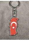 Ay Yıldız Bayraklı Türkiye Haritalı Metal Anahtarlık