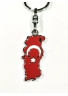 Ay Yıldız Bayraklı Türkiye Haritalı Metal Anahtarlık