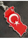 Ay Yıldız Bayraklı Türkiye Haritalı Metal Anahtarlık