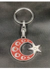 Kabartmalı Ay Yıldızlı Metal Anahtarlık