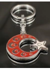Kabartmalı Ay Yıldızlı Metal Anahtarlık