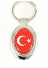 Ay Yıldızlı Kırmızı Oval Metal Anahtarlık