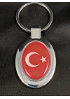 Ay Yıldızlı Kırmızı Oval Metal Anahtarlık