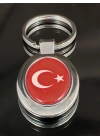Ay Yıldızlı Kırmızı Oval Metal Anahtarlık