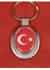 Ay Yıldızlı Kırmızı Oval Metal Anahtarlık