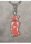 Kabartma Ay Yıldızlı Türkiye Haritalı Metal Anahtarlık