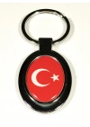 Ay Yıldızlı Kırmızı Oval Metal Anahtarlık