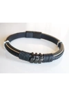 Deri Kordonlu Seramik Taşlı Siyah Erkek Bileklik