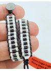 Havlit Siyah ve Beyaz Doğal Taş Örme Erkek Bilekliği