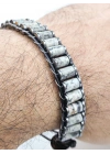 Gri Jespar Doğal Taş Örme Erkek Bilekliği