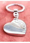 Gümüş Renkli Taşlı Kalp Metal Anahtarlık