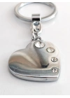 Gümüş Renkli Taşlı Kalp Metal Anahtarlık