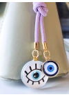İpli Nazar Boncuklu Göz Figürlü Beyaz Çanta Süsü