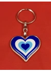 Nazar Temalı Kalp Şeklinde Metal Anahtarlık