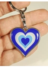 Nazar Temalı Kalp Şeklinde Metal Anahtarlık