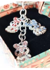 Renkli Taşlarla Süslü Ayıcıklardan Metal Anahtarlık