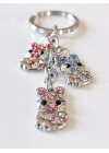 Renkli Taşlarla Süslü Ayıcıklardan Metal Anahtarlık