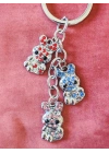 Renkli Taşlarla Süslü Ayıcıklardan Metal Anahtarlık