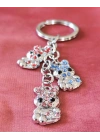 Renkli Taşlarla Süslü Ayıcıklardan Metal Anahtarlık