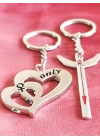 Kalp ve Kılıç İkiz Metal Anahtarlık