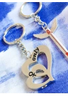 Kalp ve Kılıç İkiz Metal Anahtarlık