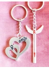 Kalp ve Kılıç İkiz Metal Anahtarlık