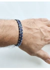 Mavi Hematit Taşlı Ayarlanabilir Erkek Bileklik