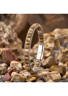 Moncuk Design  Odun Jasper Doğal Taşlı Hasır Örgü Zincirli Erkek Çelik Bileklik 33512B28D13