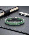 Moncuk Design  Yeşil Aventurin Doğal Taşlı Hasır Örgü Zincirli Erkek Çelik Bileklik 33512B28D14