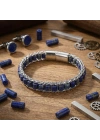 Moncuk Design Lapis Doğal Taşlı Hasır Örgü Zincirli Erkek Çelik Bileklik 33512B28D4