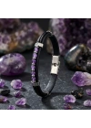 Moncuk Design Ametist Taşlı Deri Bileklik 33511G6D3M