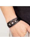 Moncuk Design Çelik Top Ve Siyah Deri Bileklik 33514B8D1