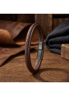 Moncuk Design Kahve & Kahve Saç Örgülü Deri Ve Çelik Bileklik 33513B8D1