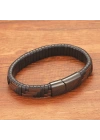 Moncuk Design Kahve Ve Siyah Deri Örgü Ve Çelik Bileklik 33513B9D1