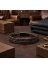 Moncuk Design Kahverengi Deri Ve Saç Örgü İkili Çoklu Çelik Bileklik 33513B12D2