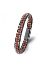 Moncuk Design Kırmızı Jasper & Hematit Çelik Örgülü Deri Bileklik 33512B22D6