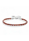 Moncuk Design Kırmızı Jasper & Silver Hematit Taşlı Ayarlanabilir Çelik Zincir Erkek Bileklik 33512B10D4M5