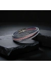 Moncuk Design Kırmızı Siyah Çoklu Deri Bileklik 33513B2D6