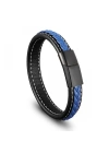 Moncuk Design Lacivert & Siyah Saç Örgülü Deri Ve Çelik Bileklik 33513B8D11