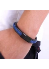 Moncuk Design Lacivert & Siyah Saç Örgülü Deri Ve Çelik Bileklik 33513B8D11