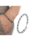 Moncuk Design Mavi Ve Gümüş Hematit Doğal Taşlı Ayaranabilir Çelik Zincir Bileklik 33512B10D1