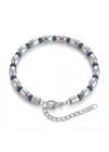 Moncuk Design Mavi Ve Gümüş Hematit Doğal Taşlı Ayaranabilir Çelik Zincir Bileklik 33512B10D1