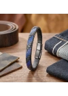 Moncuk Design Mavi Ve Siyah Deri Örgü Ve Çelik Bileklik 33513B9D2