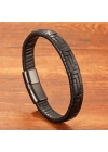 Moncuk Design Siyah Deri Örgü Ve Çelik Bileklik 33513B9D4