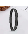 Moncuk Design Siyah Renk Çoklu Deri Bileklik 33513B5D1