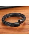Moncuk Design Siyah & Siyah Saç Örgülü Deri Ve Çelik Bileklik 33513B8D12