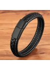 Moncuk Design Siyah & Siyah Saç Örgülü Deri Ve Çelik Bileklik 33513B8D12
