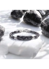 Moncuk Design Snowy Obsidian Doğaltaş Çelik Halat Ve Çelik Klipsli Bileklik 33512B19D2